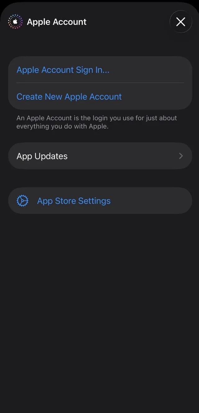 Вход в Аккаунт Apple из App Store