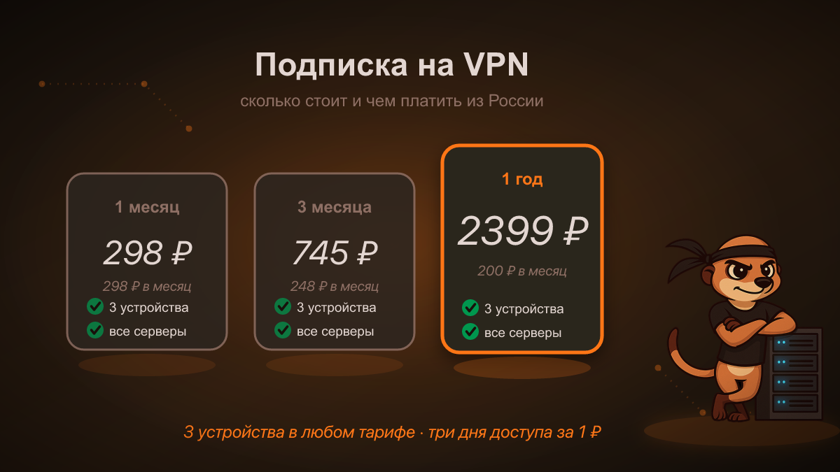 Подписка на VPN: сколько стоит и чем платить из РФ