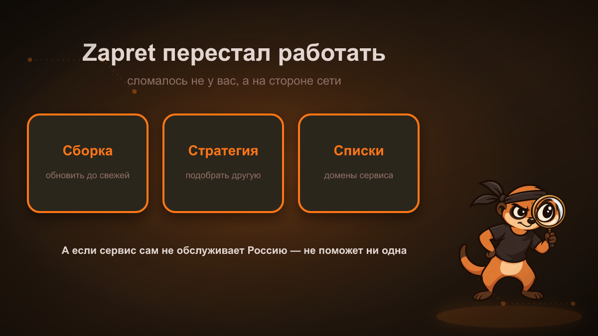 Zapret не работает: почему перестал и что делать дальше